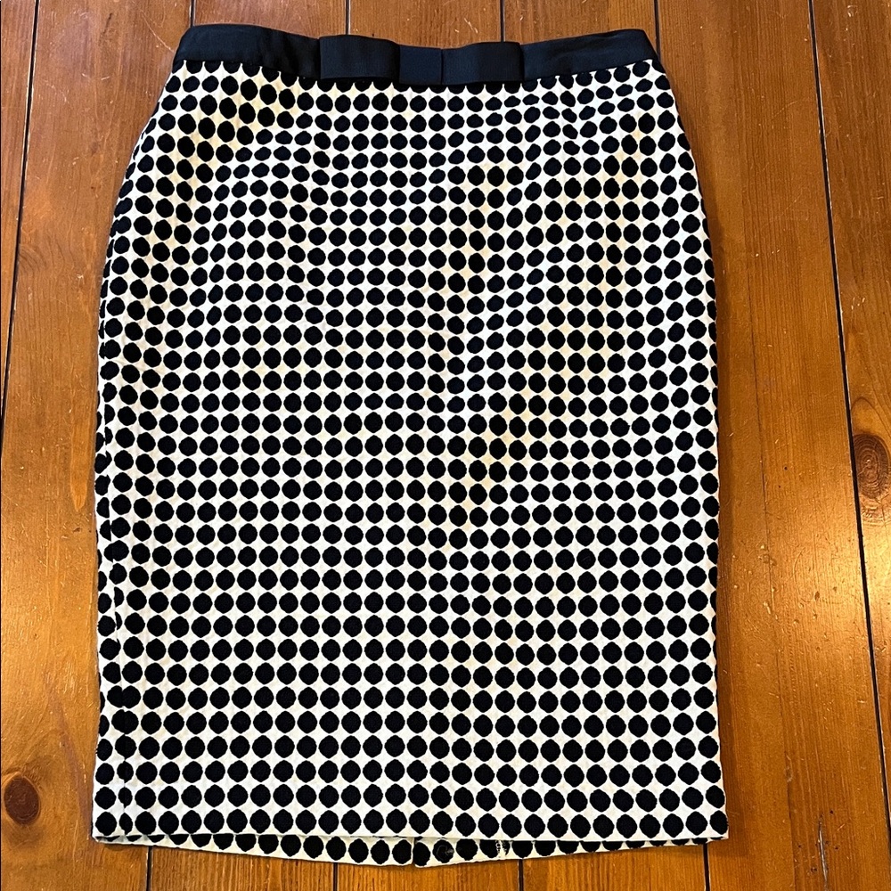 Boden Black and White Polka Dot Pencil Skirt